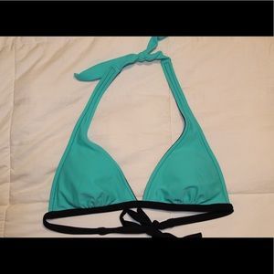 Reversible black and blue bikini top
